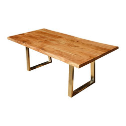 Modern Rustic Solid Wood Industrial Iron Live Edge Dining Table - Dining Tables