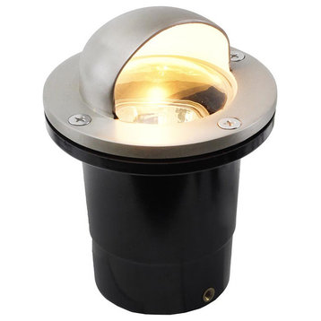 12V Composite Ground Well Light With "Eyebrow" Cover, Satin Nickel