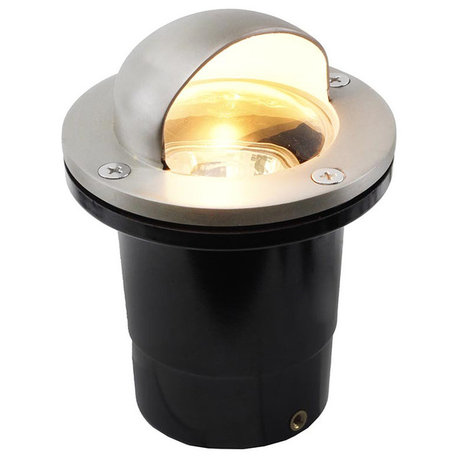 12V Composite Ground Well Light With "Eyebrow" Cover, Satin Nickel
