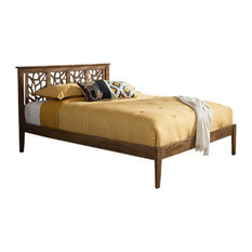 Trina Contemporary Tree Branch Inspired Walnut Wood King Size Platform Bed