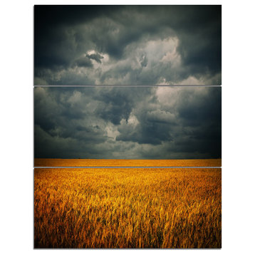 "Stormy Clouds Over Wheat Field" Artwork Canvas, 3 Panels, 28"x36"
