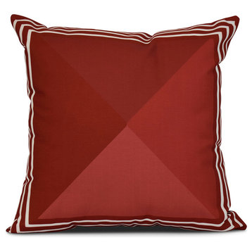 Nautical Angles, Geometric Print Outdoor Pillow, Red, 18"x18"