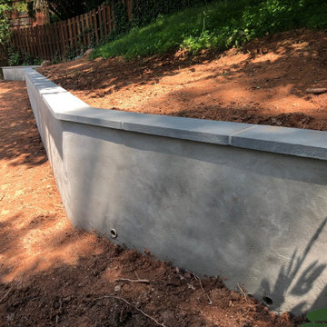 Parged Block Retaining Wall with 2 Inch Thermal Cap in Silver Spring MD