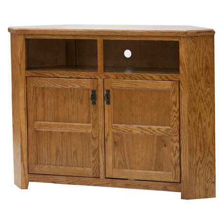 Tall Mission 57" Wide TV Console, Medium Light Oak