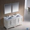 Oxford 60" White Traditional Double Sink Vanity Bevera Chrome Faucet
