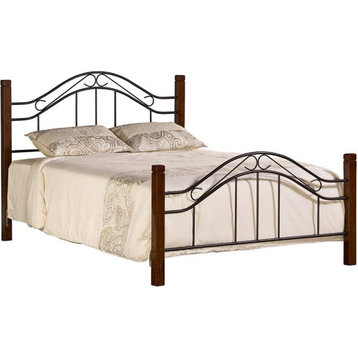 Hillsdale Furniture Matson Queen Metal Bed with Cherry Wood Posts Black
