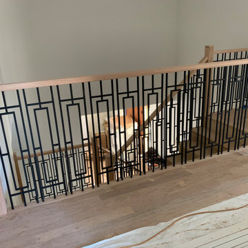 Custom Rectangle Metal Panels Railing Install