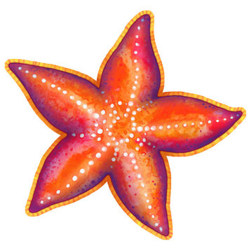 Red Starfish Porcelain Pool Mosaic ( 6" X 6" )