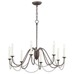 Maxim Lighting - Plumette 8-Light Chandelier, Chestnut Bronze - Sweeping metal accents links create classic curves on a minimalist chandelier. Available in hand-rubbed Chestnut Bronze or elegant Gold Leaf finishes. This look humbly evokes French Country charm and enchants any room it illuminates.