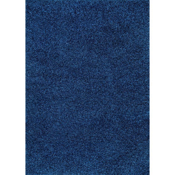 Cozy Soft and Plush Solid Easy Shag Area Rug, Navy, 5'3"x8'