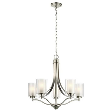 Traditional Five Light Chandelier-Brushed Nickel Finish-Incandescent Lamping