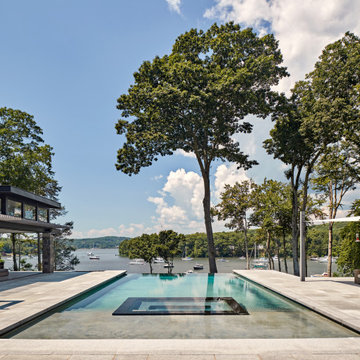Waterfront Gothic Medieval Modern Stone Home Metal Roof