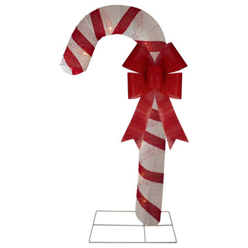96" Pre-Lit Striped Candy Cane With Bow Christmas Outdoor Commercial Decoration