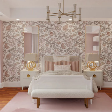 Eclectic Glam Kids Bedroom with Brass Accents