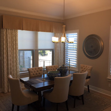 Drapery Panels, Fabric Valance, Roller Shades, Plantation Shutters