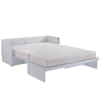 Murphy Cube Cabinet Bed With Mattress, White, Queen, Assembly Required