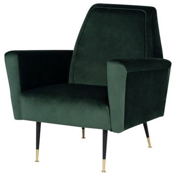 Ramsay Occasional Chair emerald green velour seat matte black