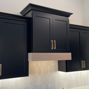 Black Paint and Light White Oak Kitchen Design