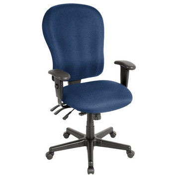 Charcoal Adjustable Swivel Fabric Rolling Office Chair, Navy