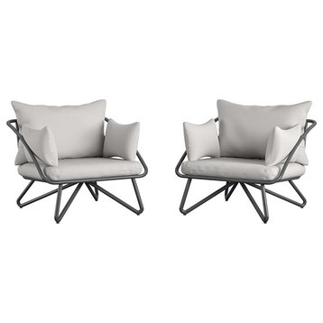 Novogratz Poolside Gossip Collection Teddi Lounge Chairs 2-piece in Charcoal