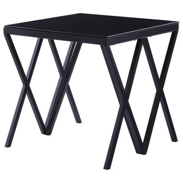 ACME Magenta Square Glass Top End Table in Black
