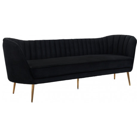 Margo Velvet Upholstered Set, Black, Sofa