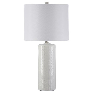 Ashley Furniture Steuben Ceramic Table Lamp in White (Set of 2)