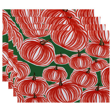 Pumpkins-A-Plenty Geometric Print Placemat, Set of 4, Green