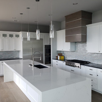 White shaker with auto open trash bin