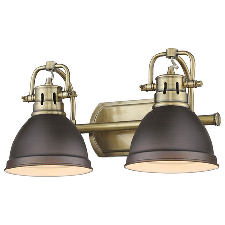 Duncan 2-Light Bath Vanity Light, Aged Brass, Rubbed Bronze