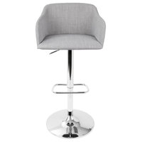 LumiSource Daniella Adjustable Height Barstool, Light Gray