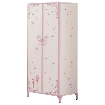 Priya II Armoire, White/Light Purple