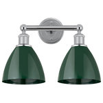 Innovations Lighting - Plymouth Dome 2-Light 17" Bath Vanity Light, Polished Chrome, Green - Innovation at its finest and a true game changer. Edison marries the best of our Franklin and Ballston collections to give you versatility of design and uncompromising construction.  Edison fixtures are industrial-inspired and can be customized with glass or metal shades from both the Franklin and Ballston collections.
