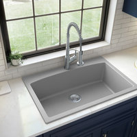 Karran Drop-In Quartz 33" 1-Hole Single Bowl Kitchen Sink, Grey