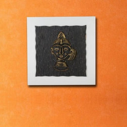 Polished Tribal Lady Brass Wood Black Wall Frame - Picture Frames