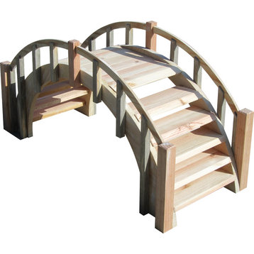 SamsGazebos Fairy Tale Wood Garden Bridge With Picket Railings, Unfinished