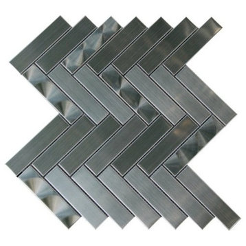 12"x12" Arrowhead 3D Brushed Herringbone Mosaic, Single Listing
