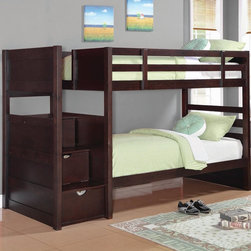 COASTER 460441 ELLIOTT CAPPUCCINO TWIN TWIN BUNK BED WITH STAIRCASE - Kids Beds