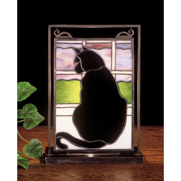 Meyda Tiffany 56834 Black Cat Stained Glass / Tiffany Specialty - Tiffany Glass