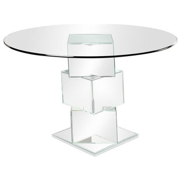 Furniture of America Dilton Glass Top 5-Piece Dining Table Set in White