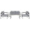 Shore 6-Piece Outdoor Aluminum Sectional Sofa Set, Silver Gray