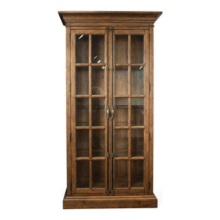 Classic Tall China Cabinet, Hardwood Frame With Crown Molded Top ...