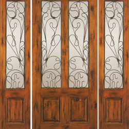 Entry Prehung Door with Two Sidelites, Knotty Alder Twin Lite - Front Doors