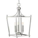Progress Lighting - Parkhurst Collection Brushed Nickel 3-Light Foyer - Offer a modern spin on a timeless design with the Parkhurst Collection. Lantern-style metal frames create an airy structure ideal for emitting ambient light over memories being made below. Inside the frame perch smooth, simple light bases ready to offer your home a lovely glow.