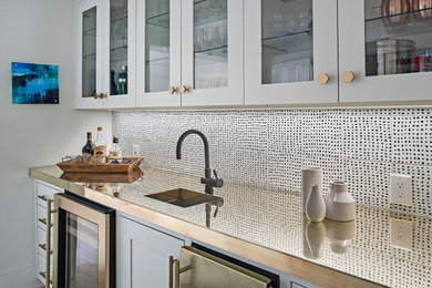 Inspiration for a transitional single-wall wet bar remodel in Houston with an undermount sink