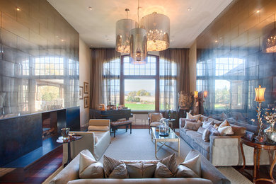 Example of a trendy living room design in Denver