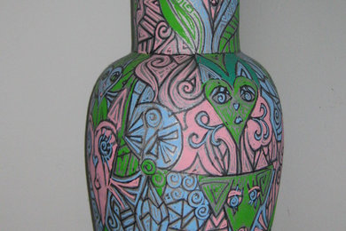 Hand-painted vase by Ronnie Greenspan