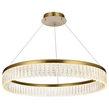32" Adjustable LED chandelier, Satin Gold