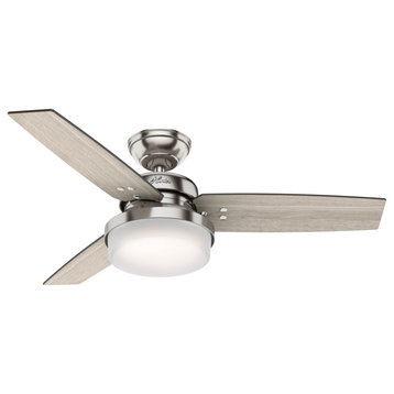 Hunter 44" Sentinel Brushed Nickel Ceiling Fan With LED Light and Remote