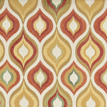 Gold, Red, Green and Orange, Bright Contemporary Upholstery Fabric By The Yard